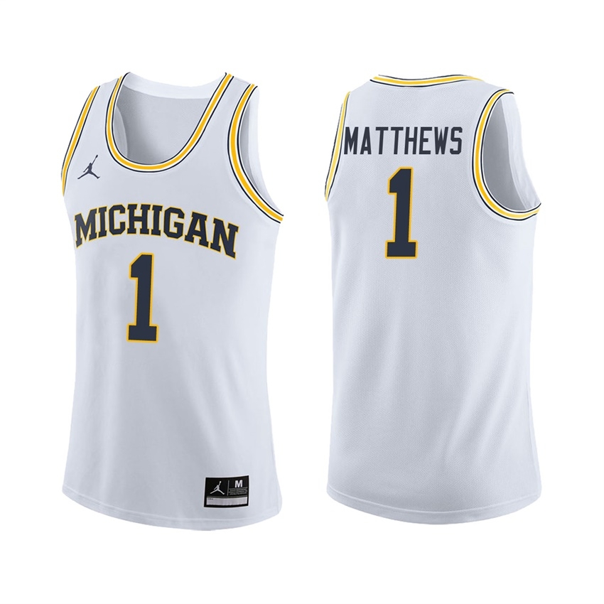 Michigan Wolverines Men's NCAA Charles Matthews #1 White College Basketball Jersey KIM6049BV